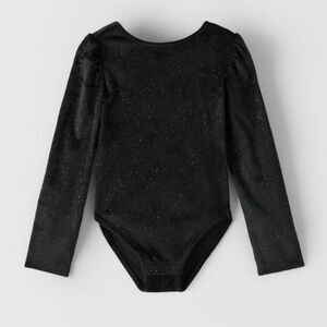 Zara Sparkly Black Kids Velvet One Piece Bodysuit Sz 8